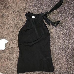 Black dress shirt with tie detail